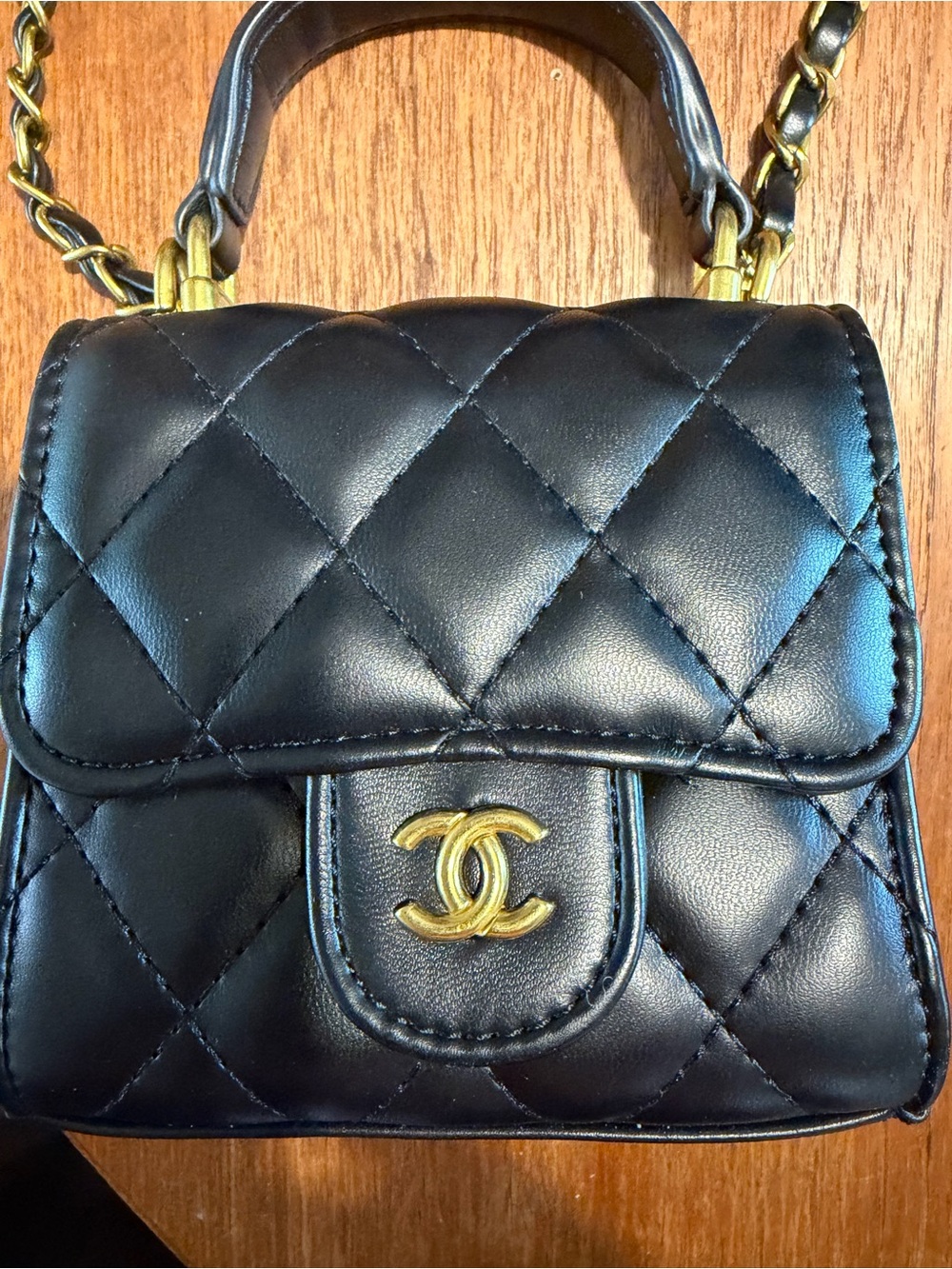 CHANEL GWP rare Black Quilted Mini Top-Handle Bag with Gold Hardware - Picture 2 of 7